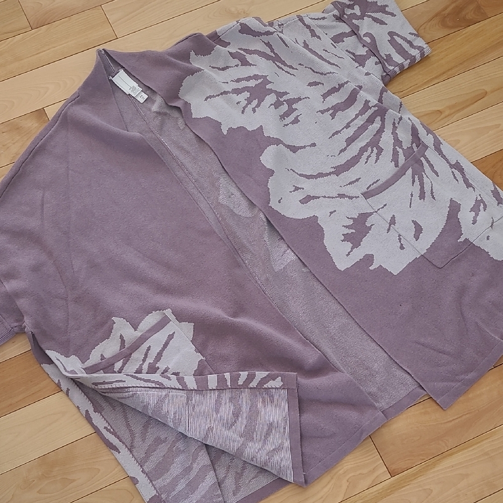 Purple and Gray Open Cardigan 3 Pcs